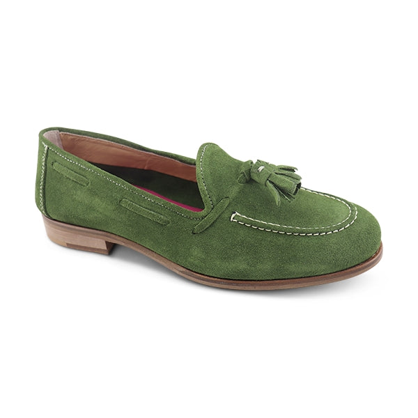 Mocassini camoscio verde