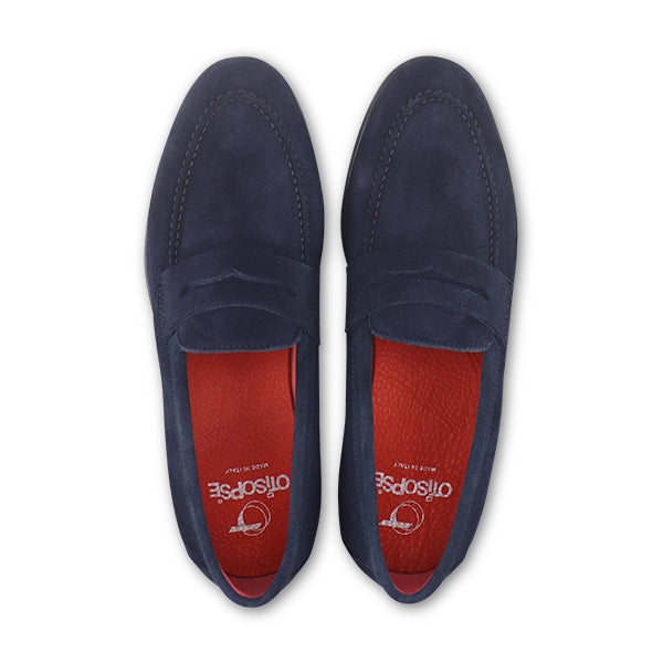 Mocassini bendina in camoscio blu