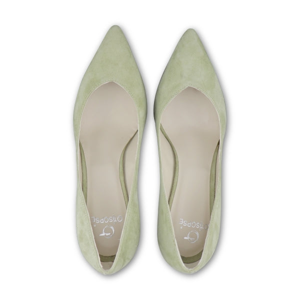 Green suede pumps with 70mm heel