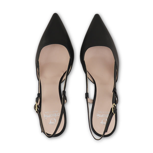 Black leather Chanel model heel 70
