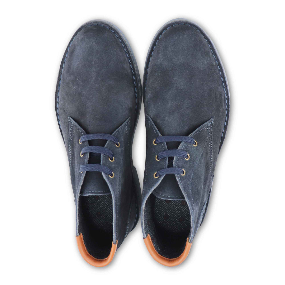 Blue suede ankle boots