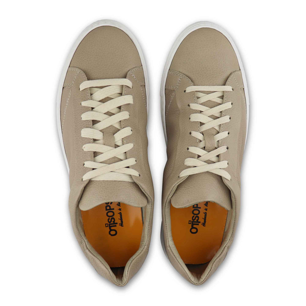 Sneakers in pelle martellata beige