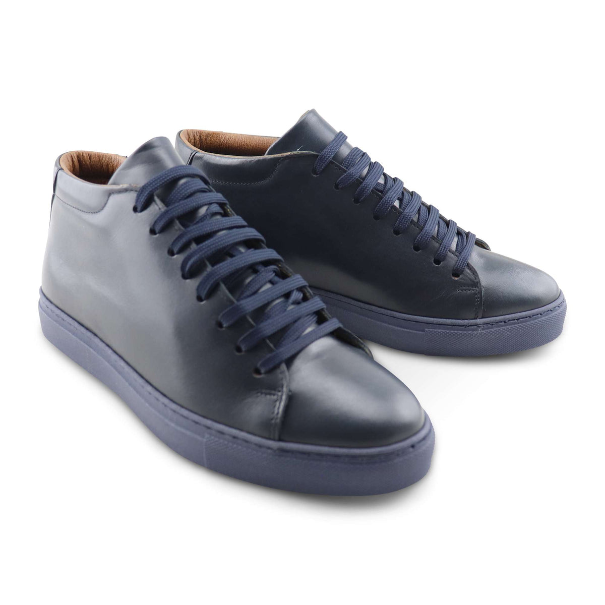 Sneakers alta in pelle blu