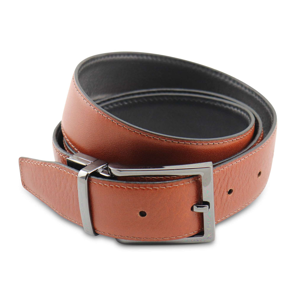 Reversible black/tan leather belt