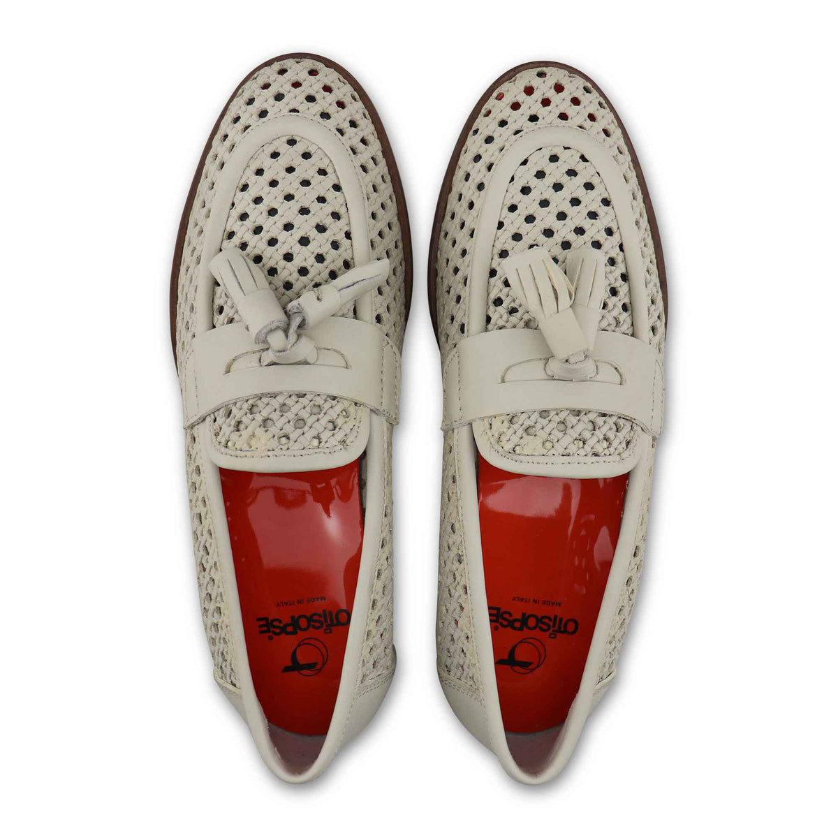 Mocassini tassel forati bianchi