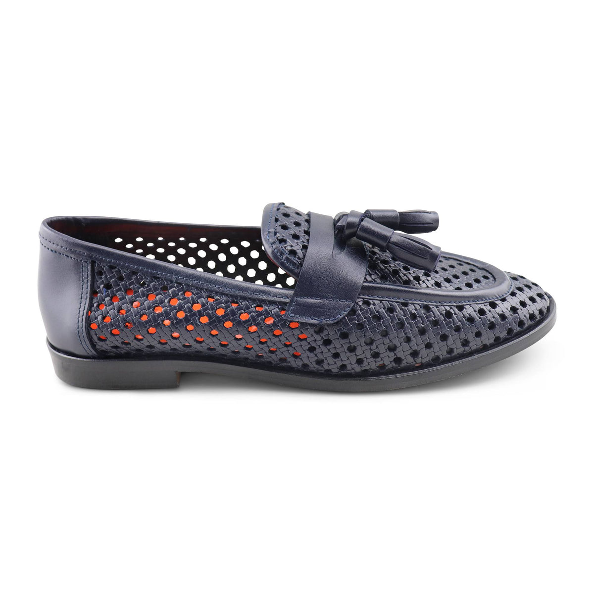 Mocassini tassel forati blu