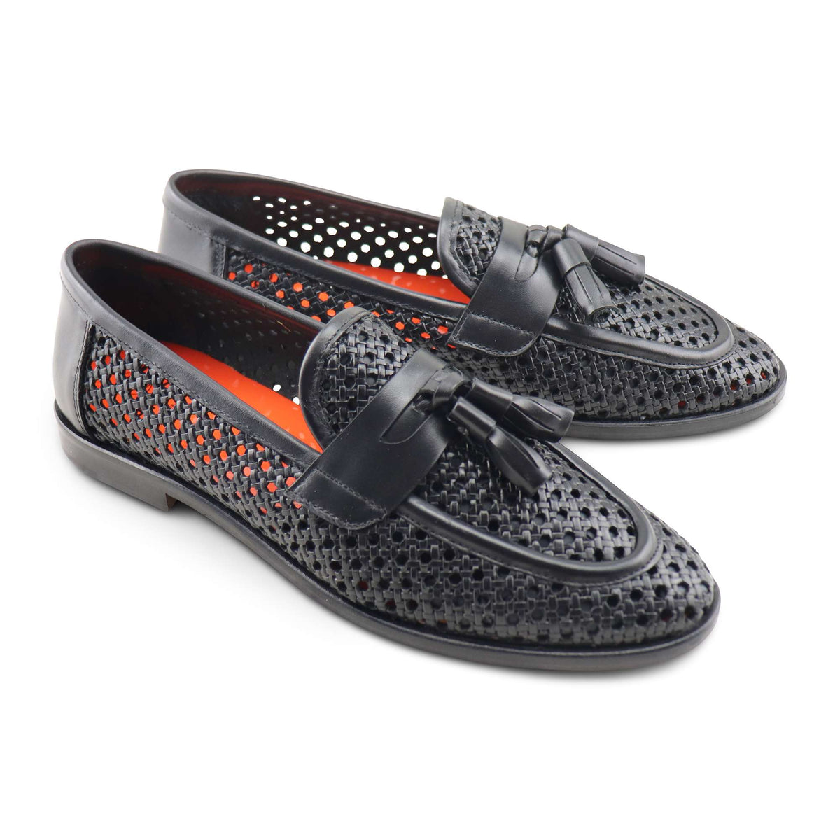 Mocassini tassel forati neri