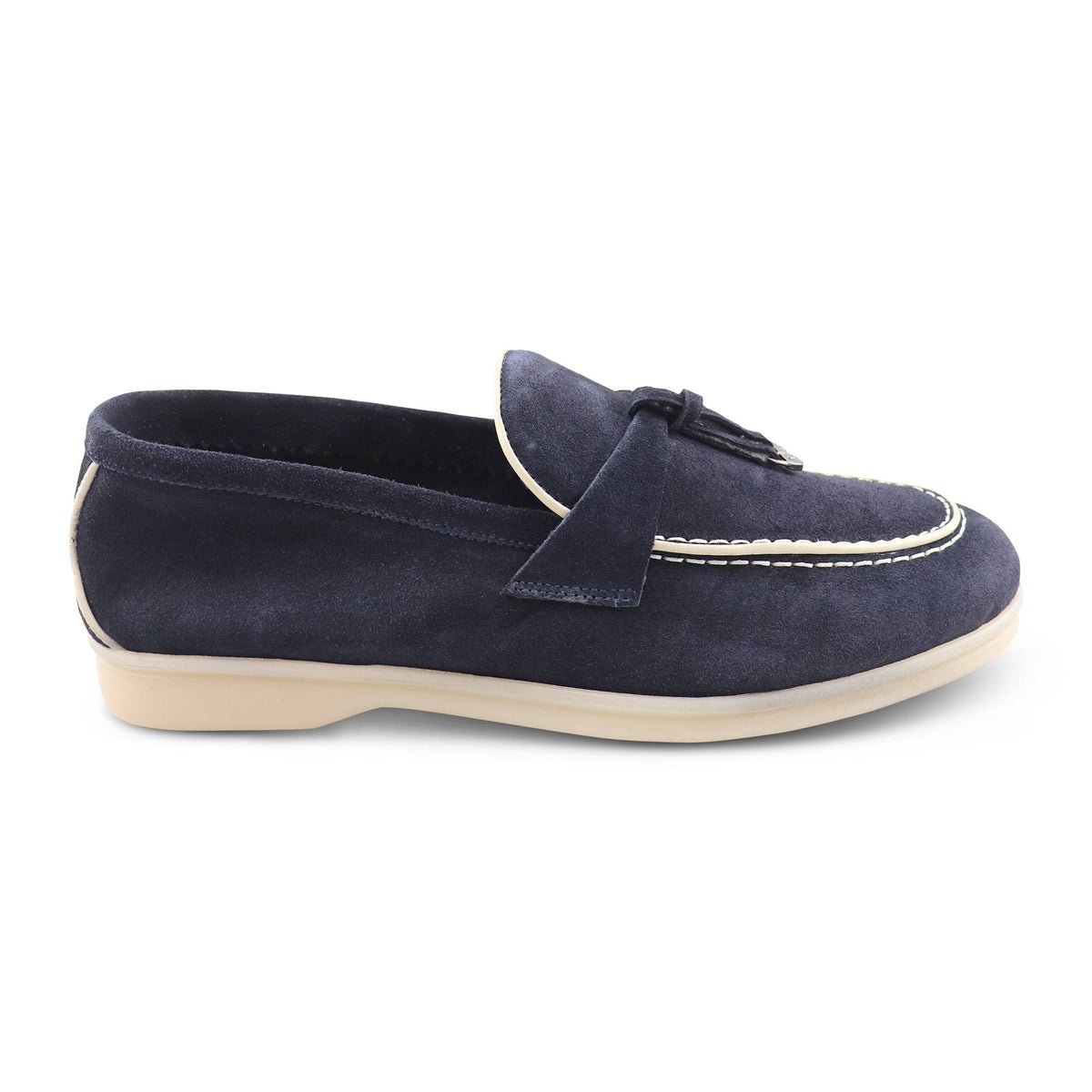 Mocassini uomo in camoscio blu