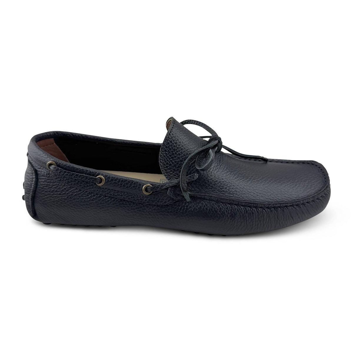 Mocassini con gommini in pelle bottolata blu