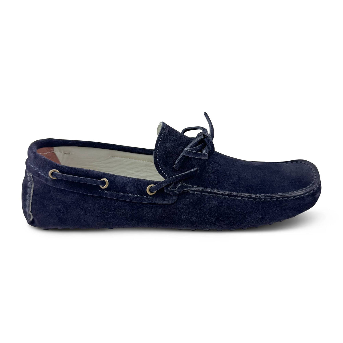 Mocassini con gommini in camoscio blu