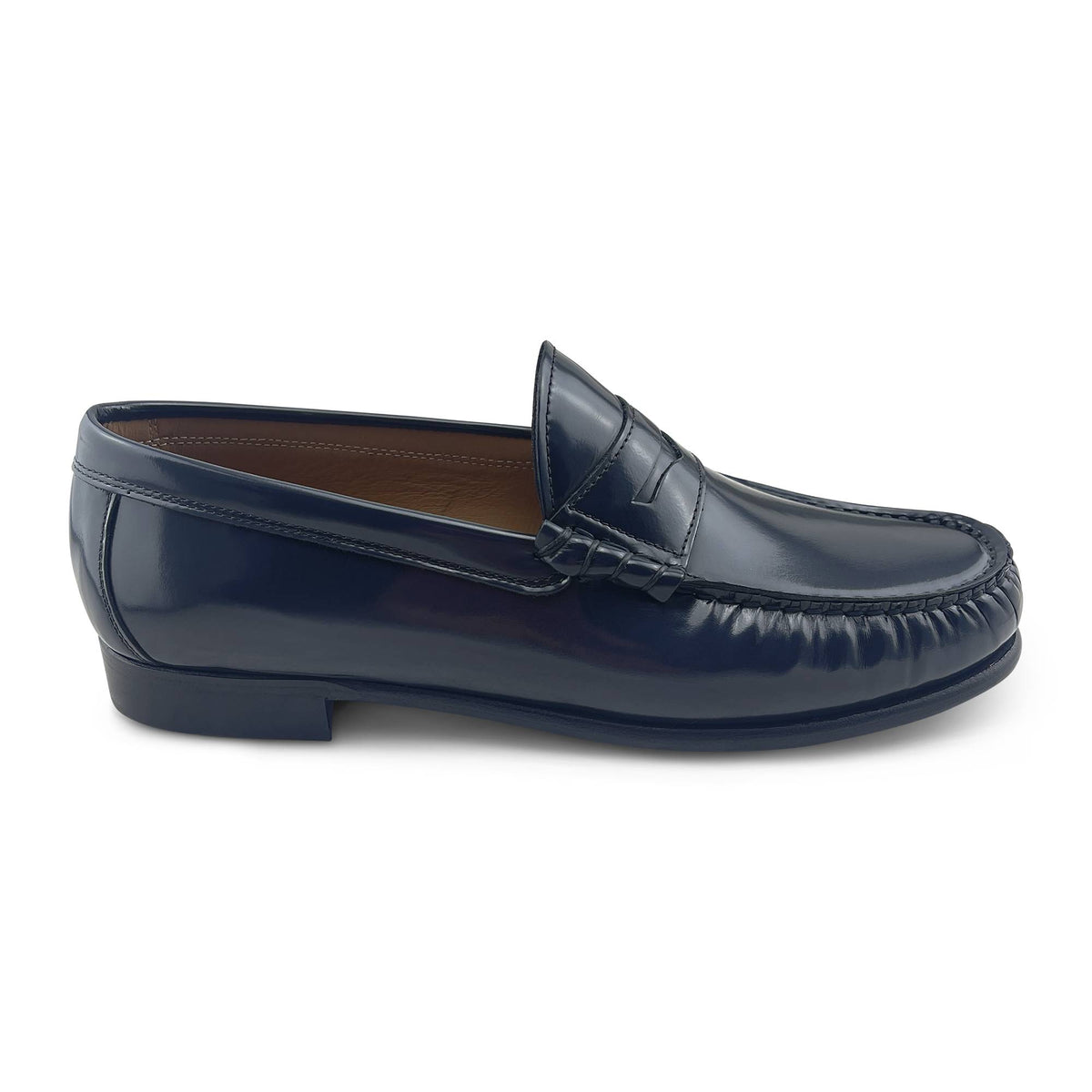 Mocassino in pelle abrasivata blu