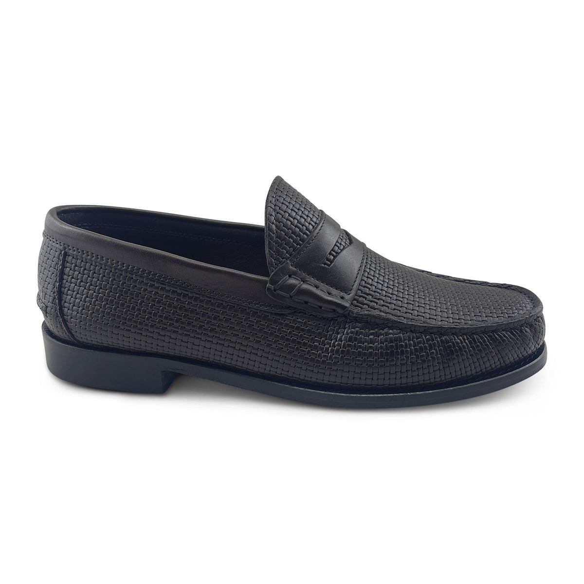 Mocassino in pelle intrecciata testa di moro