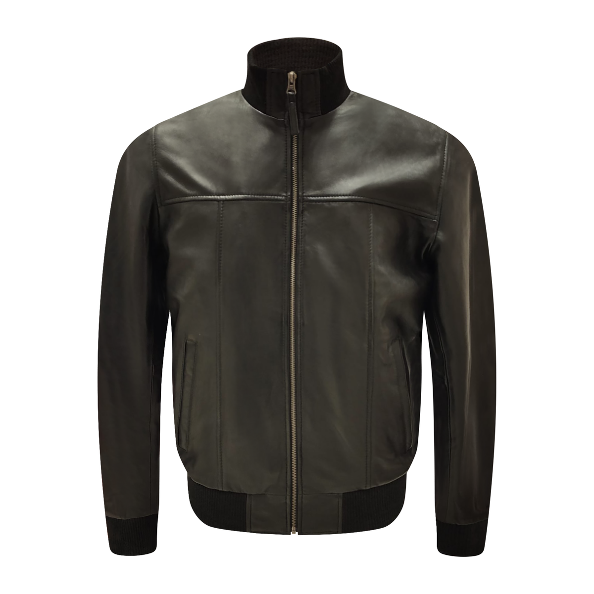 Bomber nero in pelle
