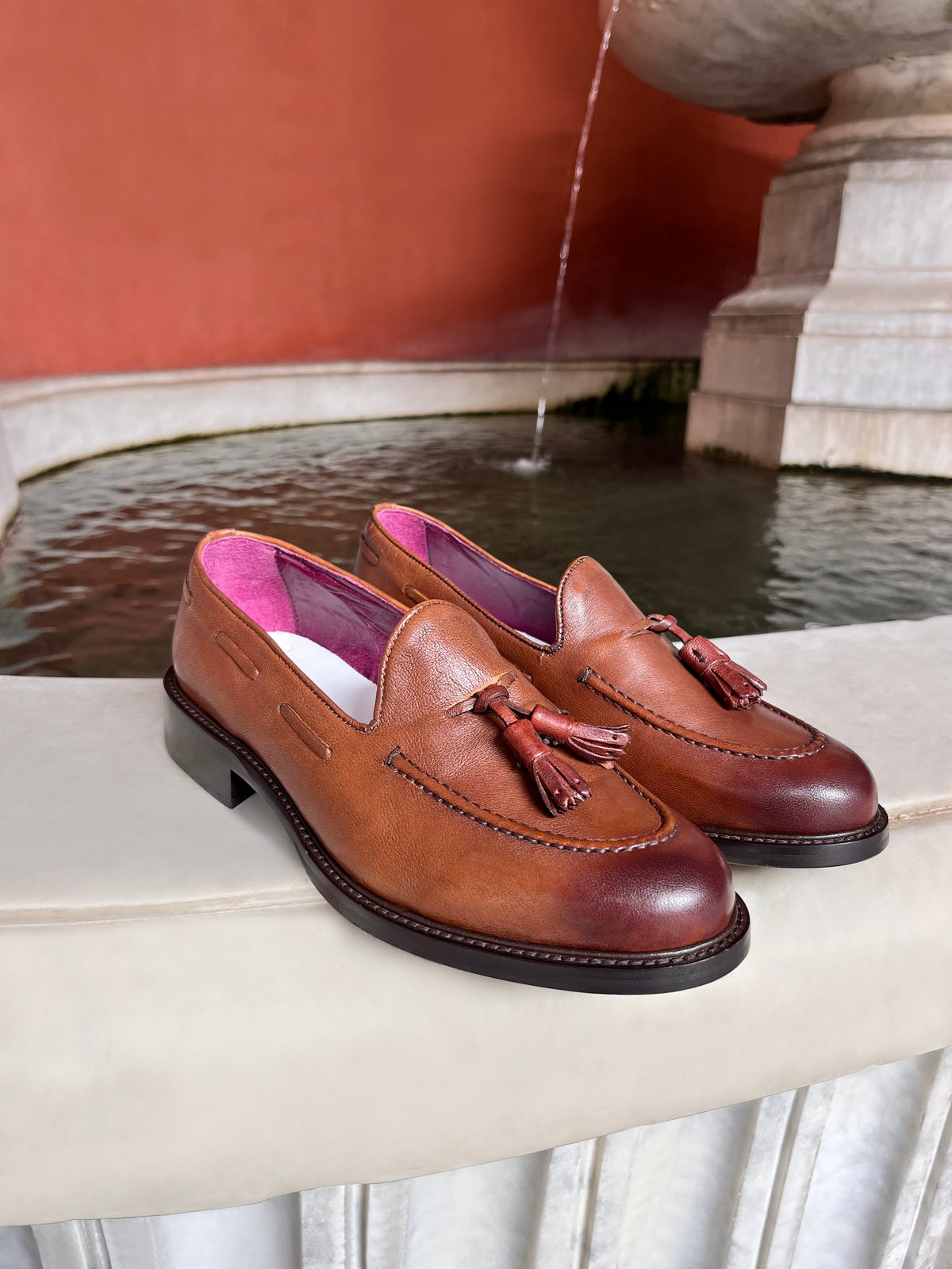 Crinkled leather slippers
