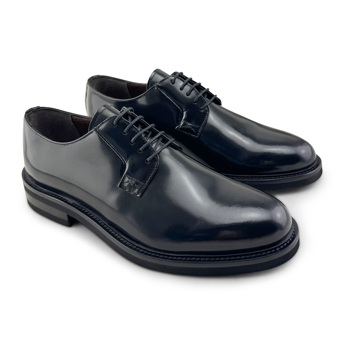Derby Vibram in pelle abrasivata nera