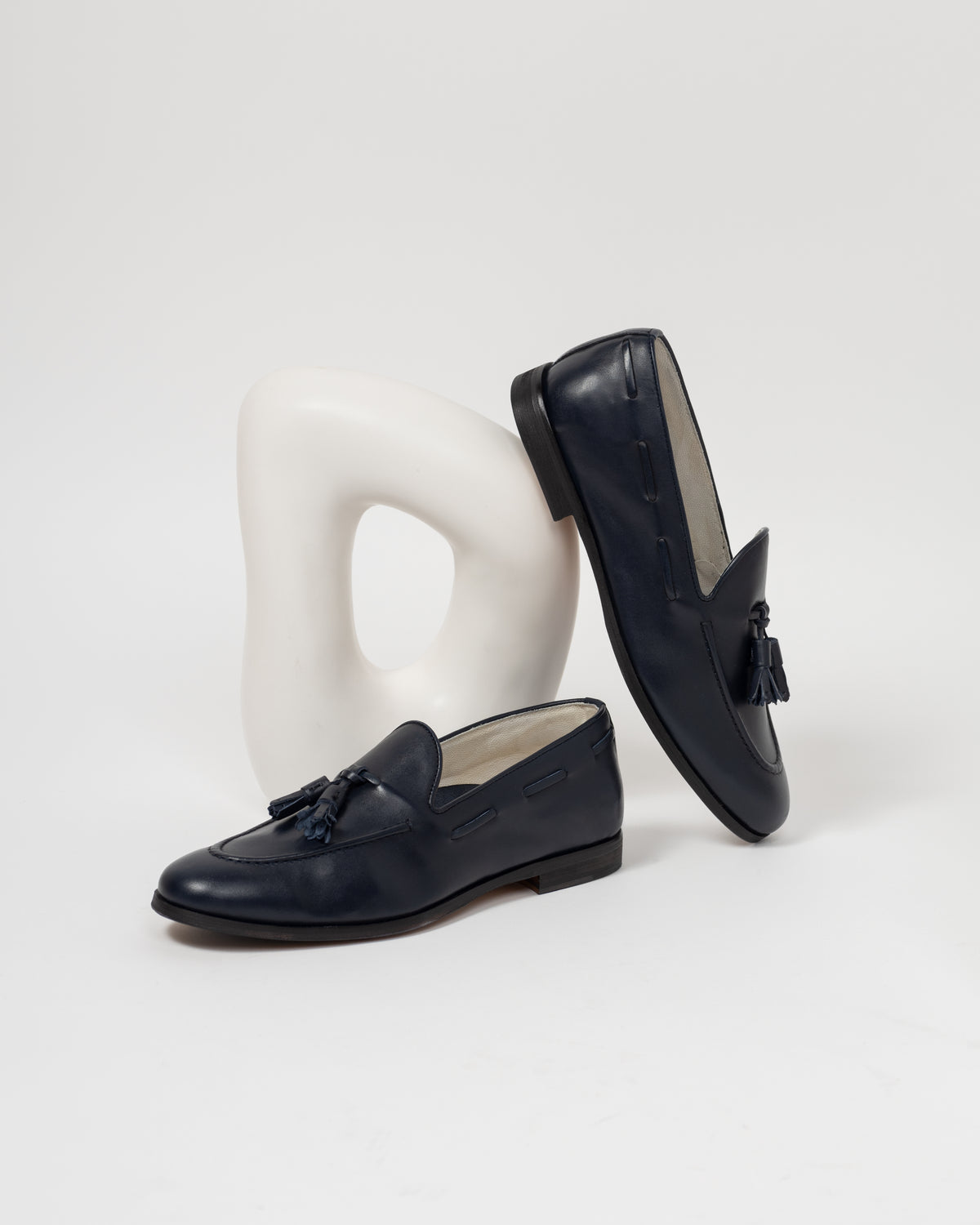 Slippers in pelle blu