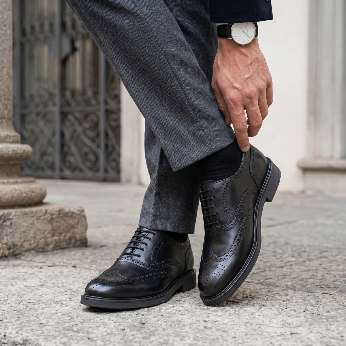 Oxford in pelle nera