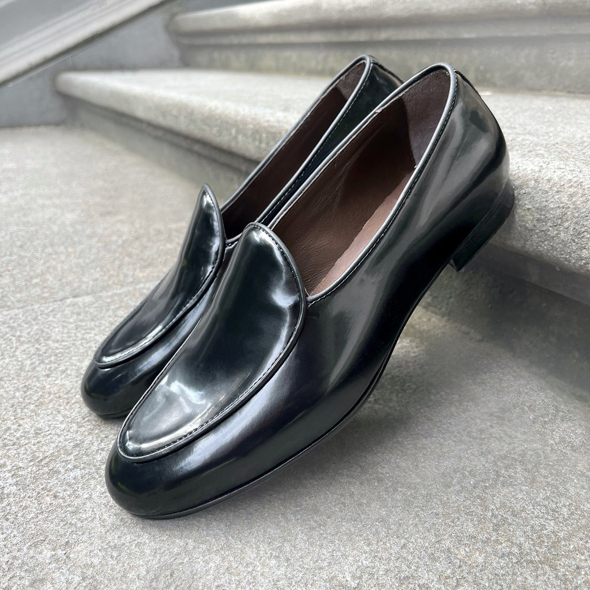 Slipper in pelle abrasivata nera