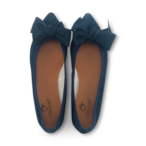 Ballerine in camoscio con fiocco