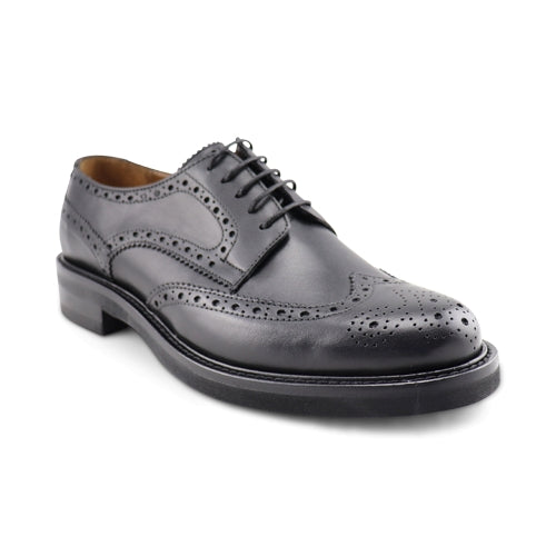 Scarpe derby nere in pelle con suola in gomma