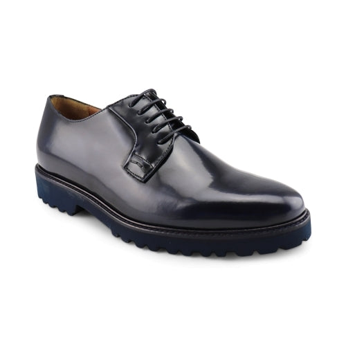 Scarpe derby da uomo in pelle abrasivata blu