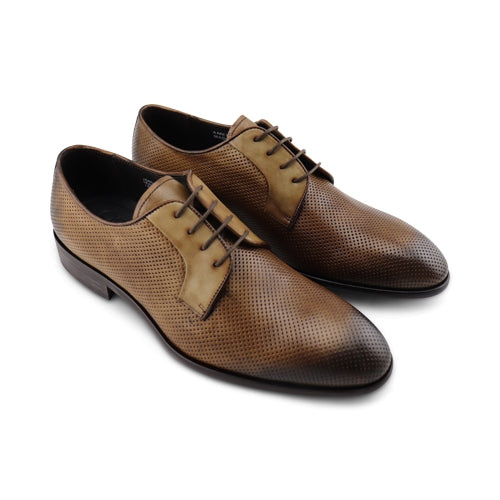 Scarpe Derby da uomo in pelle marrone