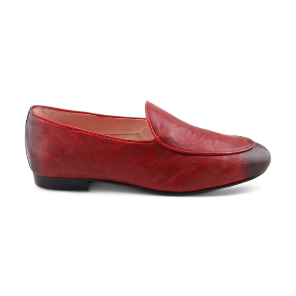 Slippers in pelle stropicciata rossa