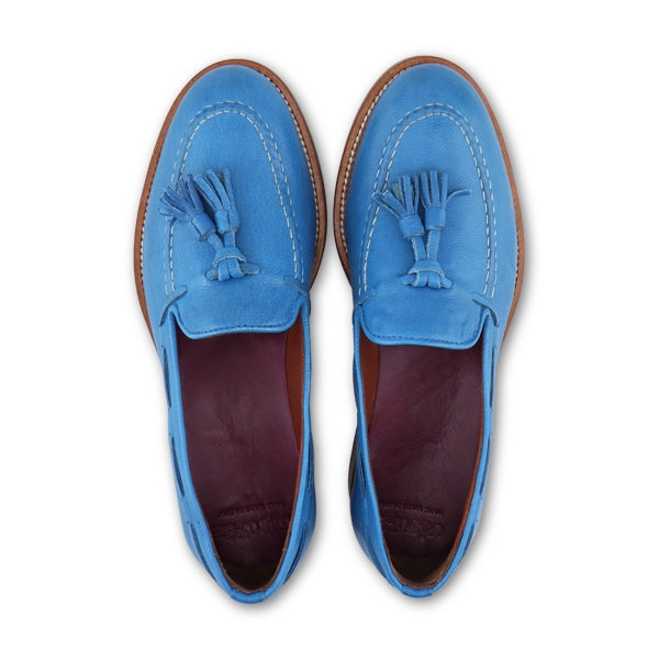 Light blue crinkled leather tassel