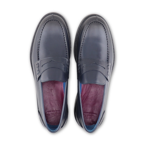 Mocassini pelle blu