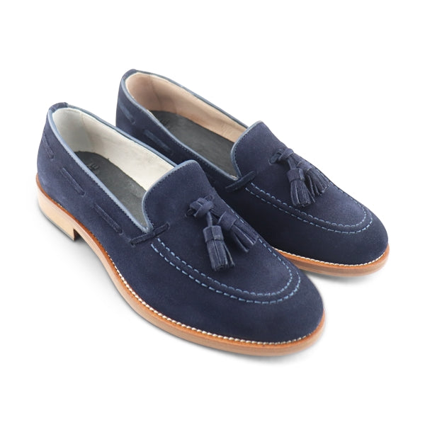 Mocassini tassel in camoscio blu