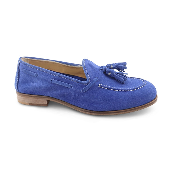 Mocassini camoscio bluette