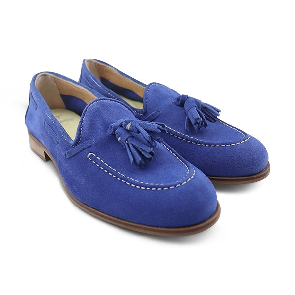 Mocassini camoscio bluette