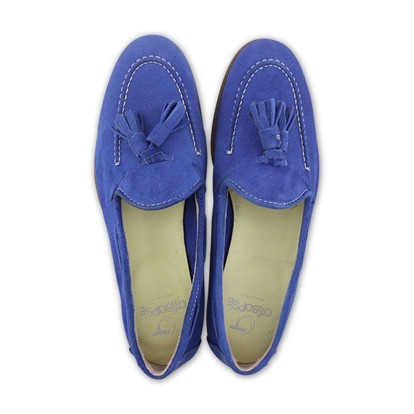 Mocassini camoscio bluette