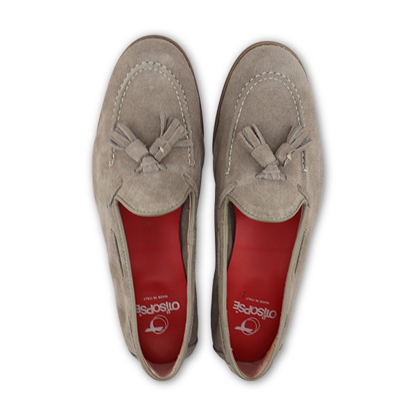 Taupe suede moccasins