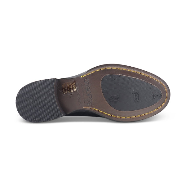 Black leather derby shoes