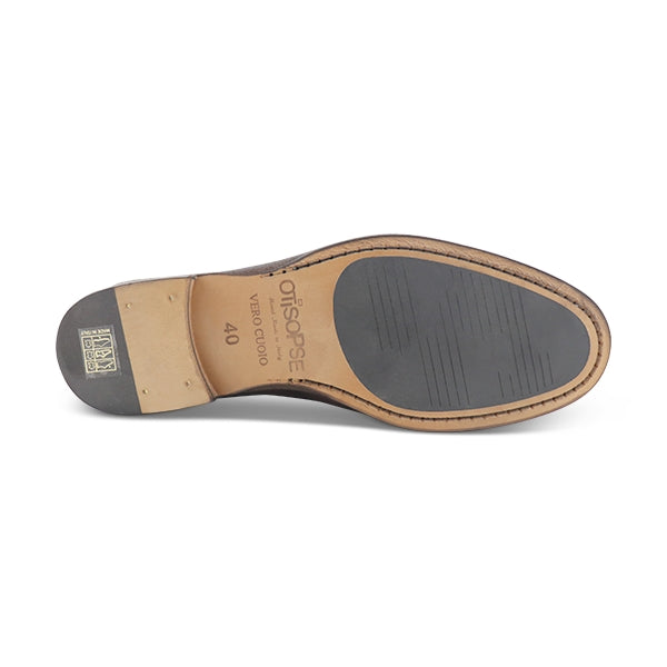 Slippers doppia fibbia in pelle testa di moro