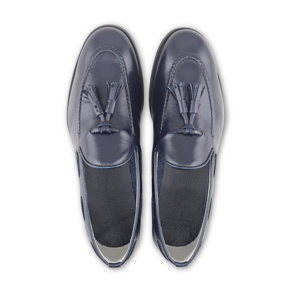 Slippers in pelle blu