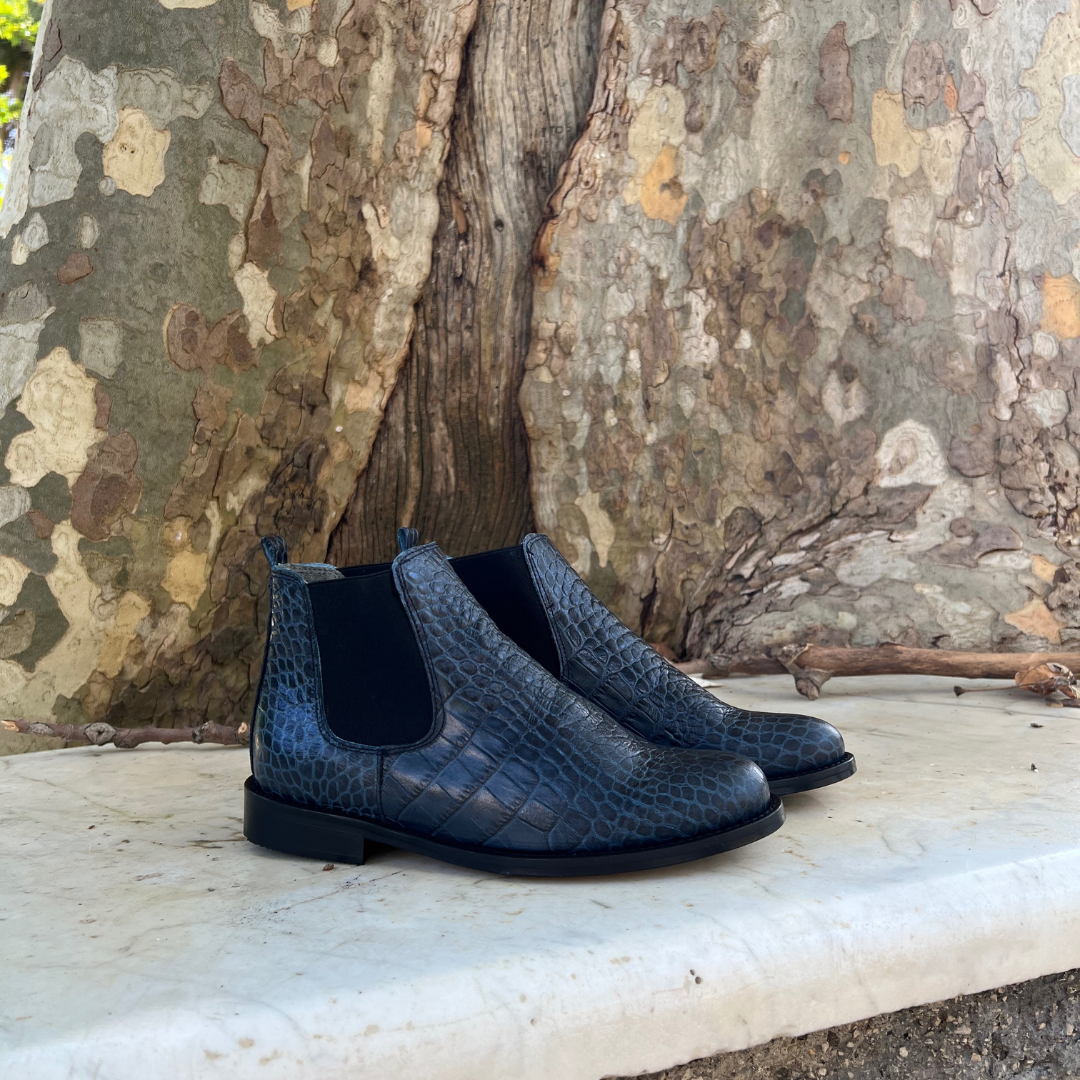 Stivaletti in pelle blu