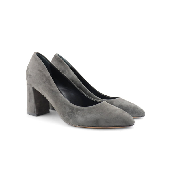 Décolleté in camoscio grigio