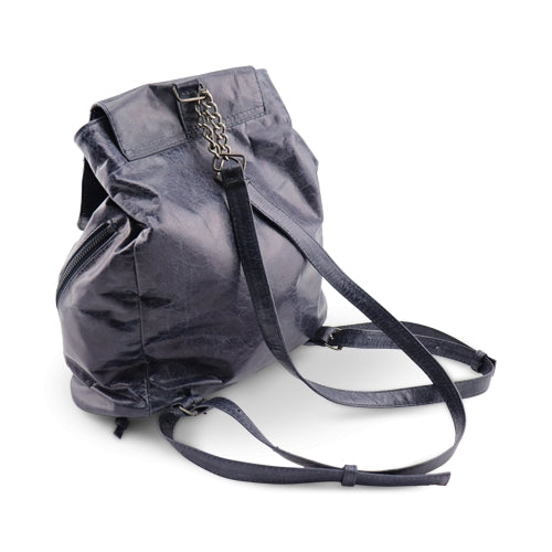 Zaino blu in pelle