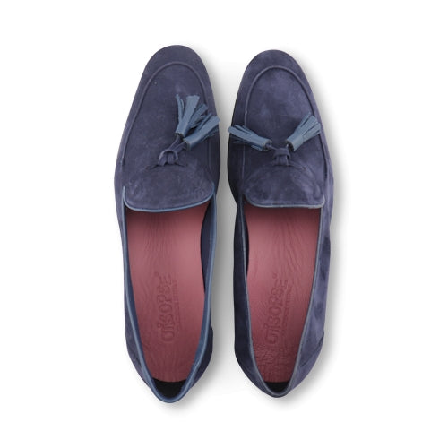 Mocassini da uomo in camoscio blu