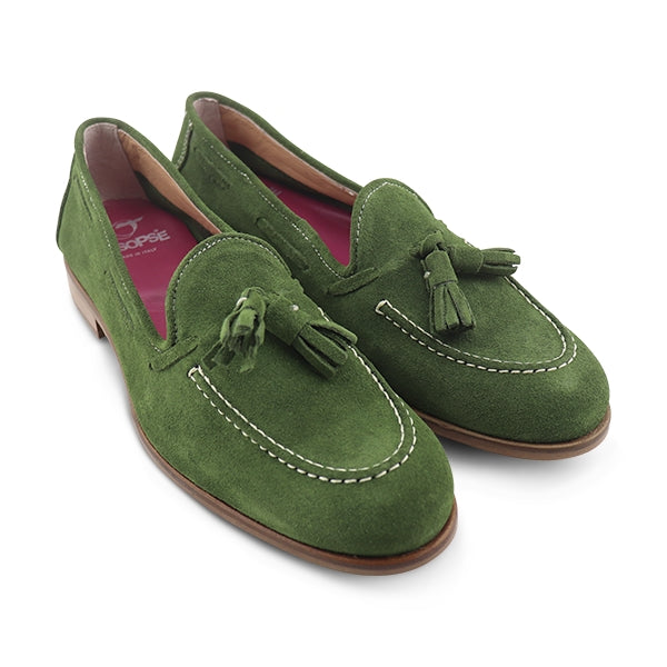 Mocassini camoscio verde