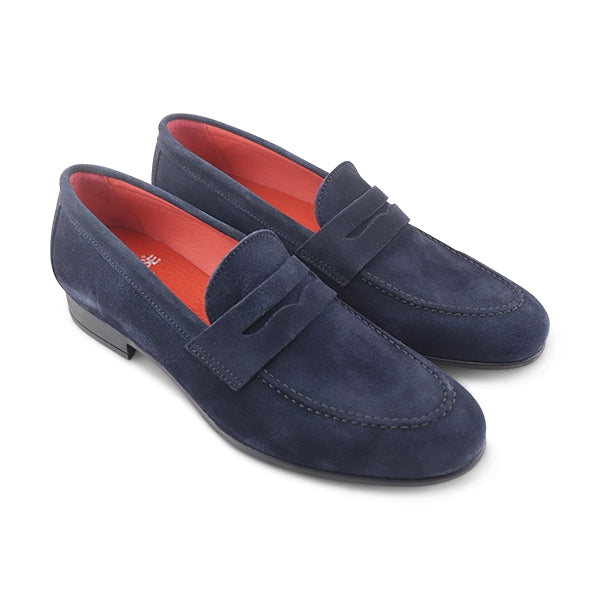 Mocassini bendina in camoscio blu