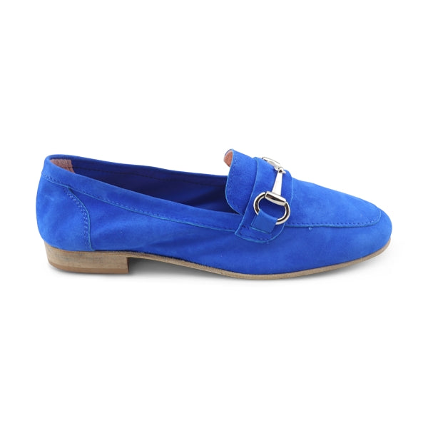 Mocassini camoscio bluette