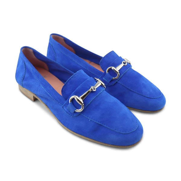 Mocassini camoscio bluette
