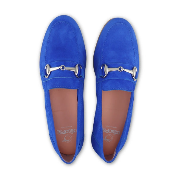 Mocassini camoscio bluette