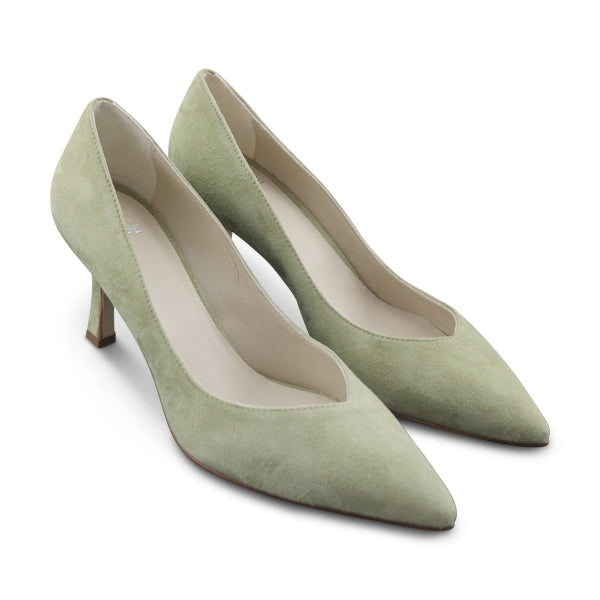 Green suede pumps with 70mm heel