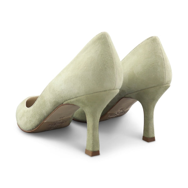 Green suede pumps with 70mm heel