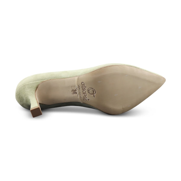 Green suede pumps with 70mm heel