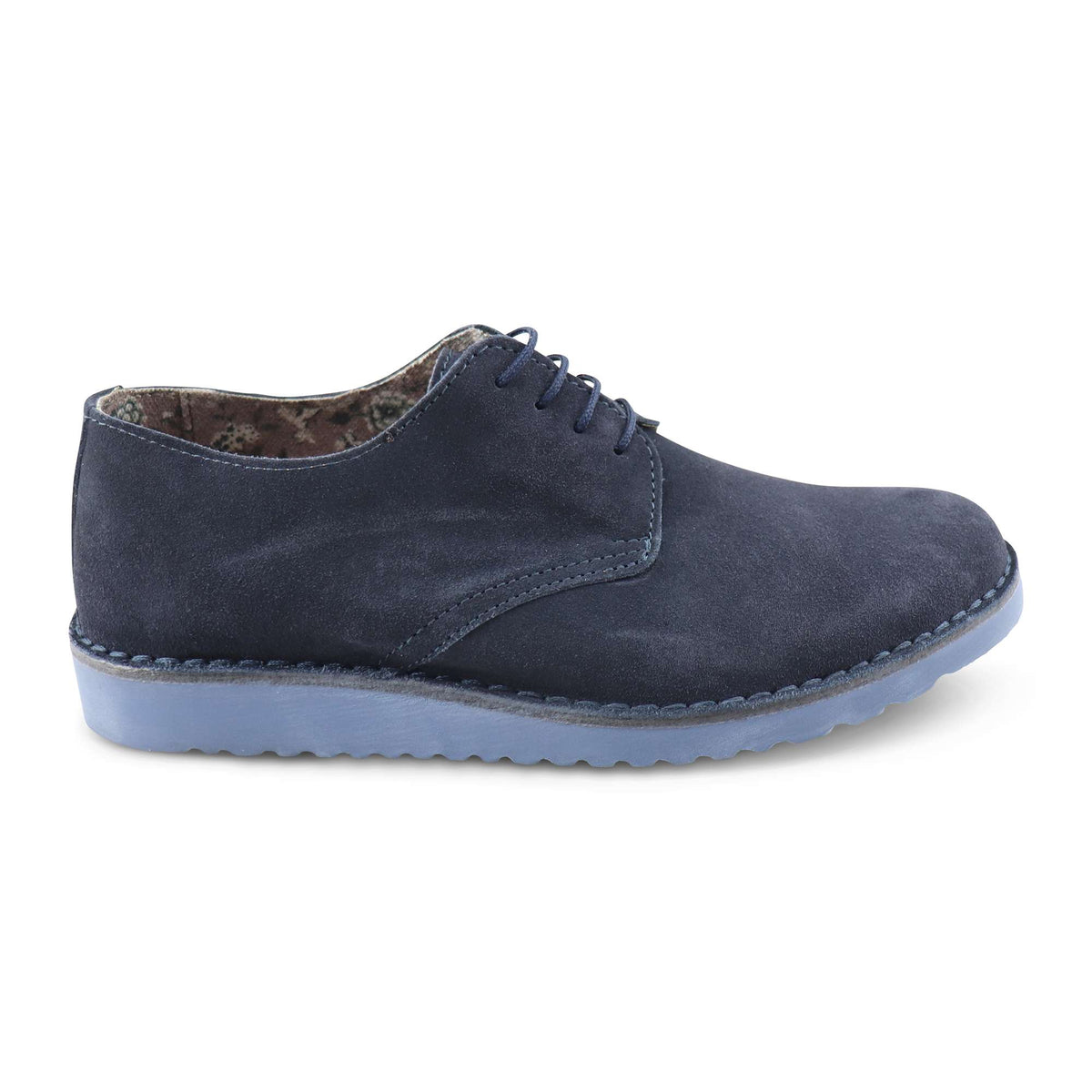 Derby liscio con zeppa in camoscio blu